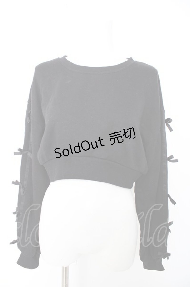 画像1: DearMyLoveRose / ショートスウェットクロップドトップ M-L 黒 Y-26-09-12-088-LO-TO-SZ-ZY (1)
