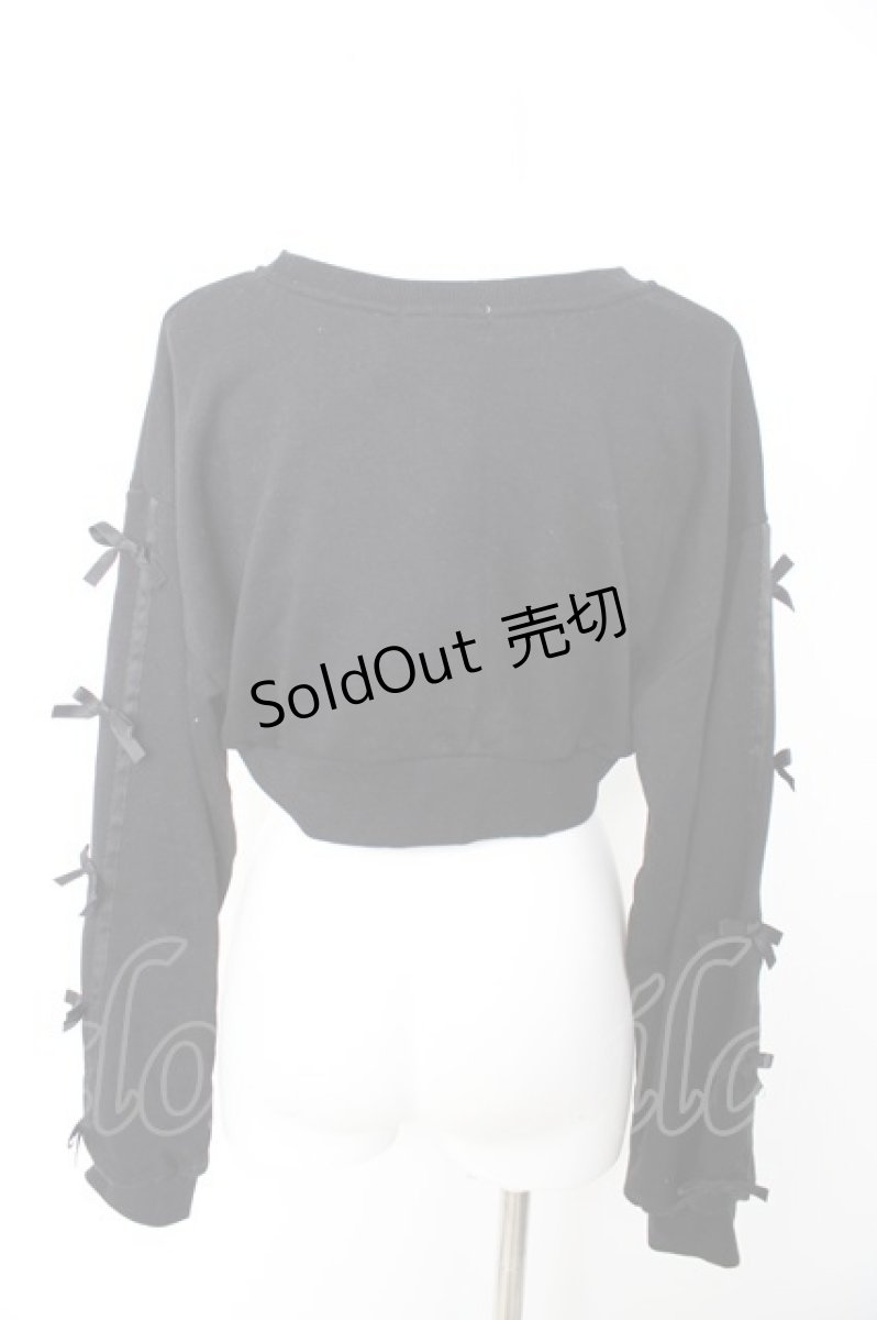 画像2: DearMyLoveRose / ショートスウェットクロップドトップ M-L 黒 Y-26-09-12-088-LO-TO-SZ-ZY (2)