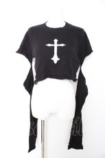 画像1: MA*RS / クロス刺繍クラッシュショートニット  黒 Y-26-09-12-090-GO-TO-SZ-ZY (1)