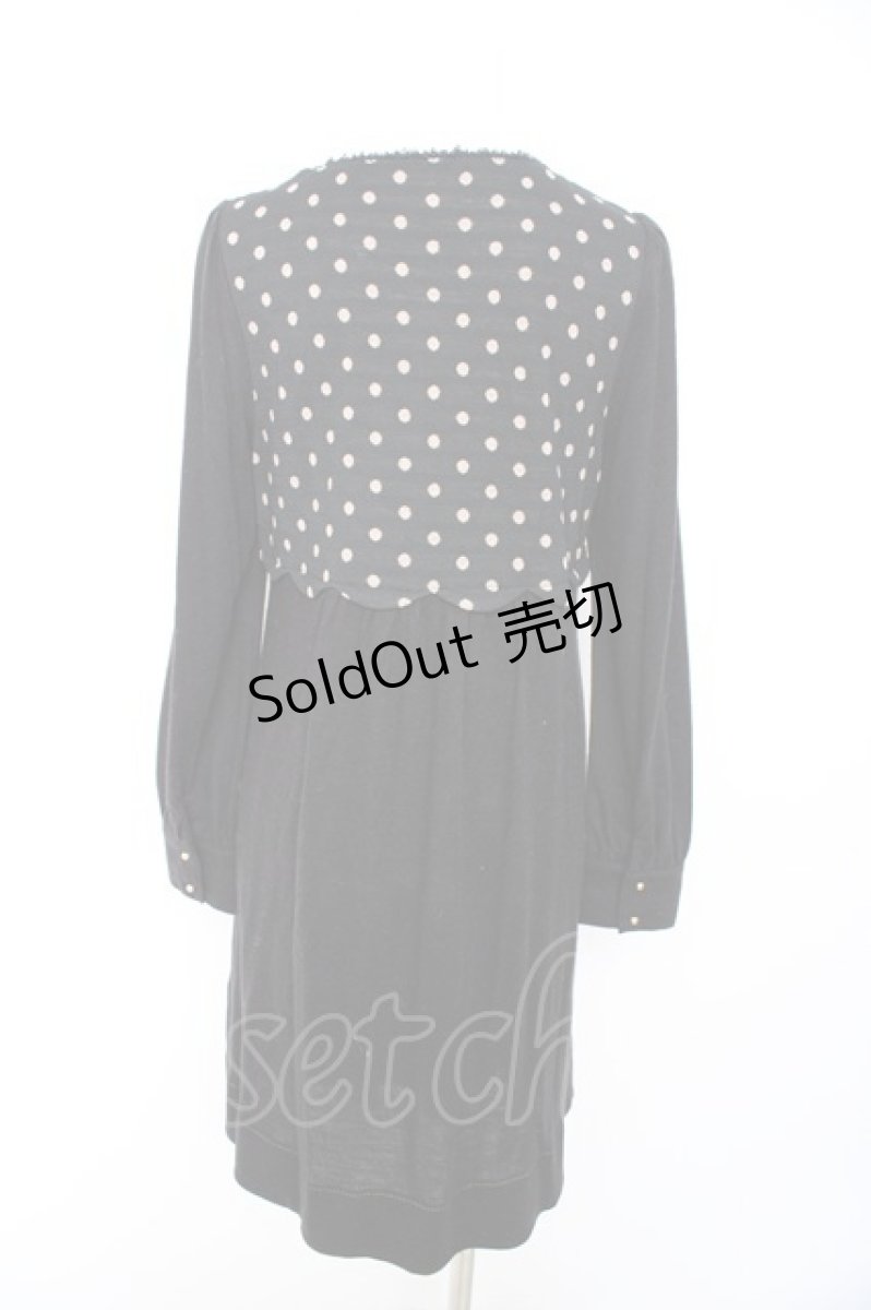 画像2: franche lippee black / ドット切替スカラップワンピース M 黒 Y-26-09-12-095-LO-OP-SZ-ZY (2)