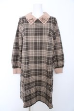 画像1: axes femme / チェック柄サックワンピース M 茶 Y-26-09-12-102-AX-OP-SZ-ZY (1)
