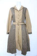 画像1: axes femme POETIQUE / ストライプバイカラーワンピース M キャメル Y-26-09-12-103-AX-OP-SZ-ZY (1)