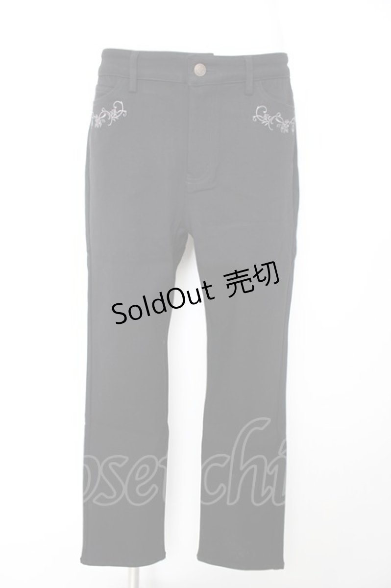 画像1: axes femme / 刺繍入り裏起毛ストレッチパンツ L 黒 Y-26-09-12-116-AX-PA-SZ-ZY (1)