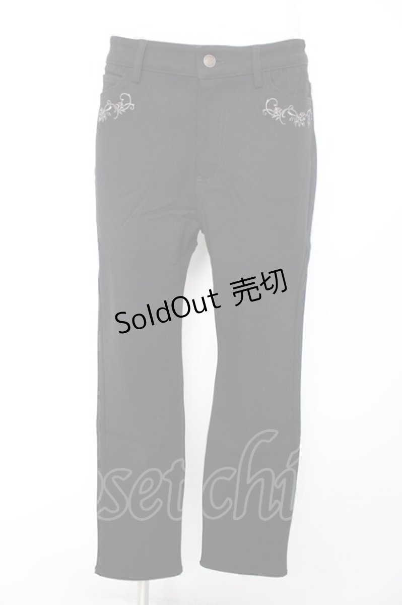 画像1: axes femme / 刺繍入り裏起毛ストレッチパンツ L 黒 Y-26-09-12-117-AX-PA-SZ-ZS (1)