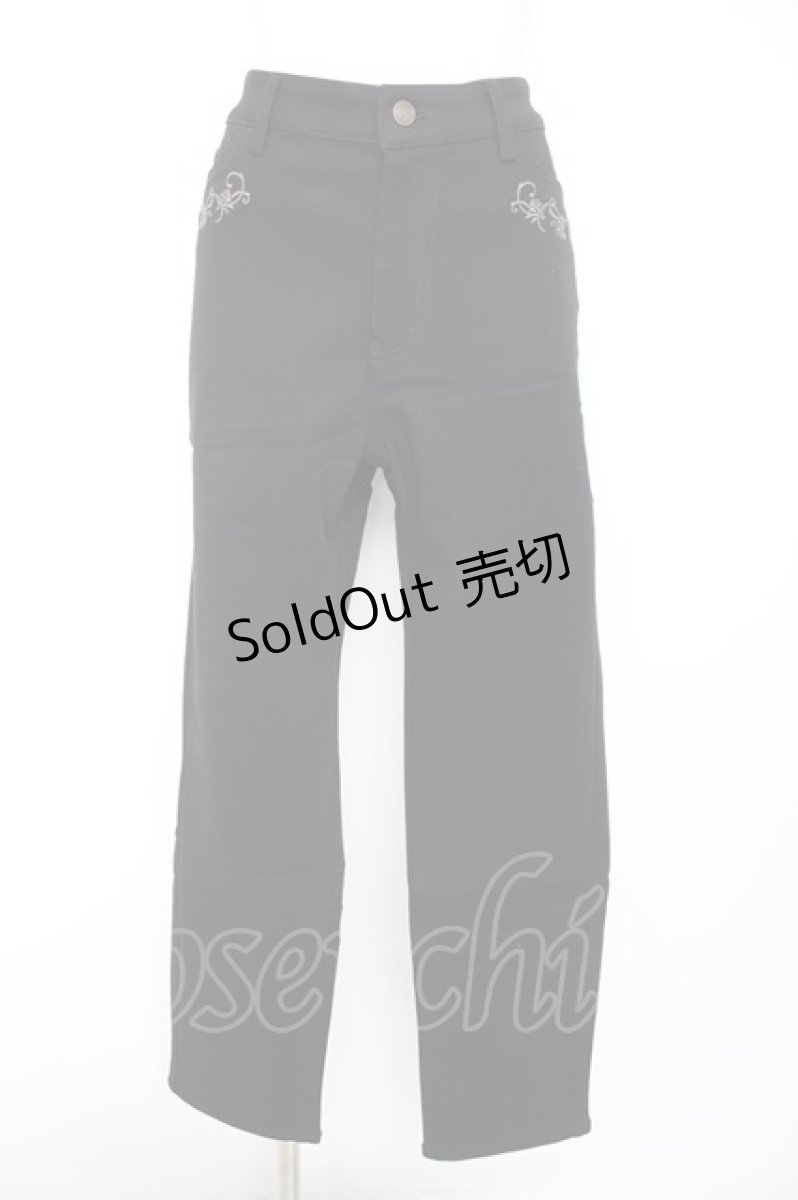 画像1: axes femme / 刺繍入り裏起毛ストレッチパンツ LL 黒 Y-26-09-12-118-AX-PA-SZ-ZY (1)