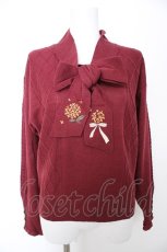 画像1: axes femme / キンモクセイ刺繍ニットプルオーバー M ワイン Y-26-09-12-016-AX-TO-SZ-ZY (1)