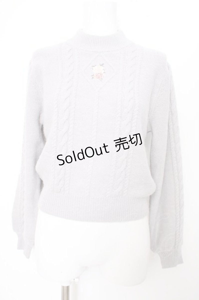 画像1: an another angelus / カメオ風ローズ刺繍ニットプルオーバー  グレー Y-26-09-13-037-CA-TO-SZ-ZY (1)