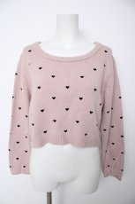 画像1: evelyn / ハートドットショートニット  ピンク Y-26-09-13-042-LO-TO-SZ-ZY (1)