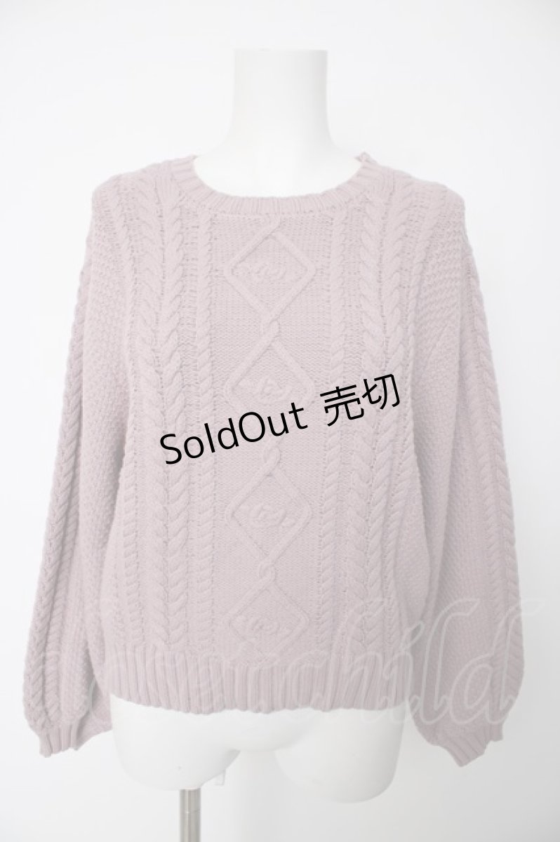 画像1: F&A / 同色ローズ刺繍ケーブルニットプルオーバー  ピンク Y-26-09-13-044-CA-TO-SZ-ZY (1)