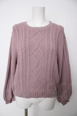 画像1: F&A / 同色ローズ刺繍ケーブルニットプルオーバー  ピンク Y-26-09-13-044-CA-TO-SZ-ZY (1)