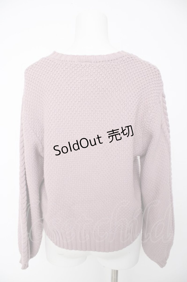 画像2: F&A / 同色ローズ刺繍ケーブルニットプルオーバー  ピンク Y-26-09-13-044-CA-TO-SZ-ZY (2)