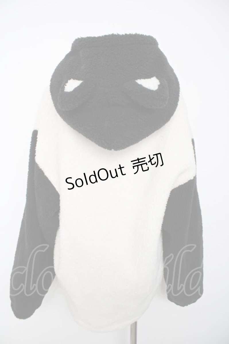 画像2: NieR Clothing / 耳付きフードバイカラーボアアウター F 白×黒 Y-26-09-13-075-PU-CO-SZ-ZY (2)