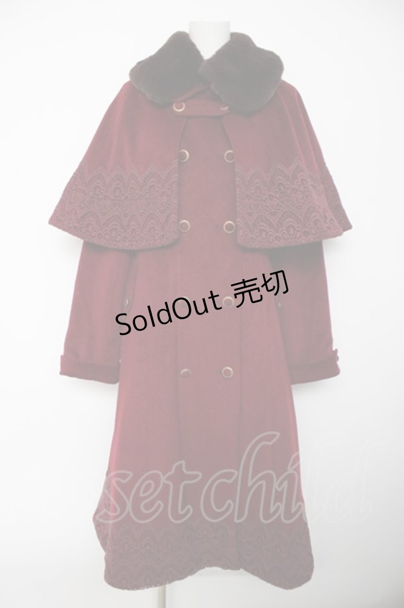 画像1: axes femme / ダブルブレスケープコート  ワイン Y-26-09-13-086-AX-CO-SZ-ZY (1)