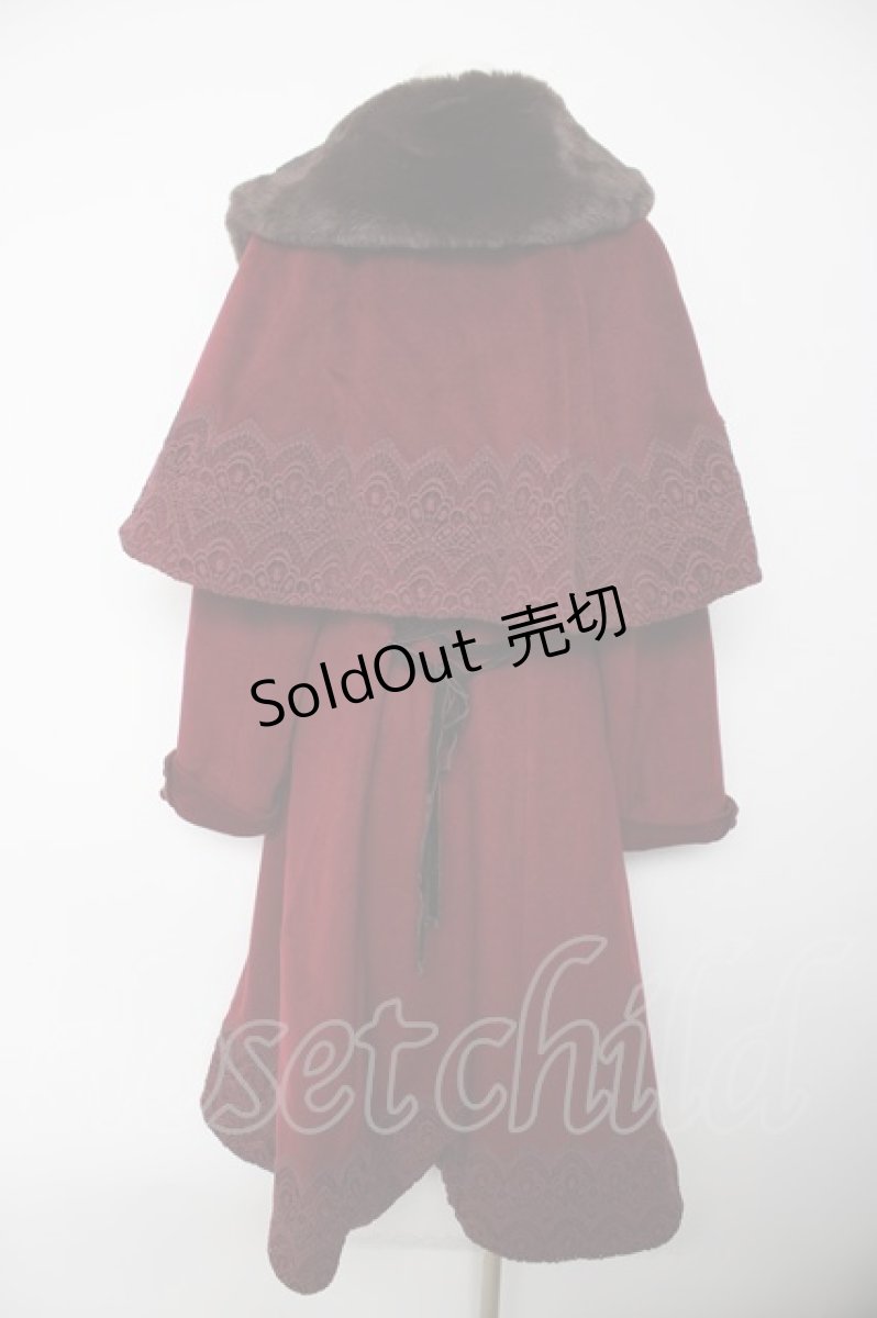 画像2: axes femme / ダブルブレスケープコート  ワイン Y-26-09-13-086-AX-CO-SZ-ZY (2)