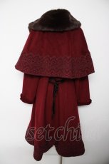 画像2: axes femme / ダブルブレスケープコート  ワイン Y-26-09-13-086-AX-CO-SZ-ZY (2)