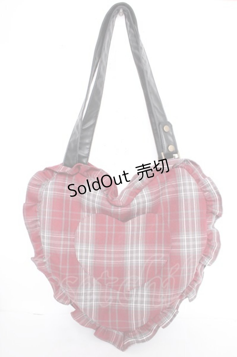 画像1: axes femme / タータンチェックハートバッグ  赤 Y-26-09-13-013-AX-BG-SZ-ZY (1)
