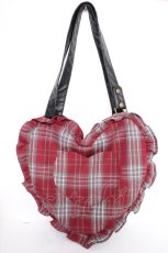 画像1: axes femme / タータンチェックハートバッグ  赤 Y-26-09-13-013-AX-BG-SZ-ZY (1)
