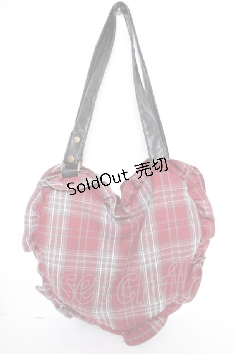 画像2: axes femme / タータンチェックハートバッグ  赤 Y-26-09-13-013-AX-BG-SZ-ZY (2)