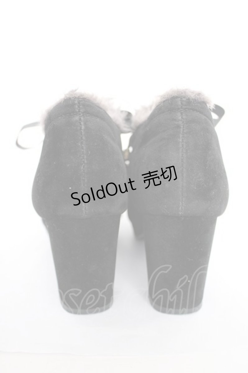 画像3: axes femme / 刺繍入り配色ファーブーティー M 黒 Y-26-09-13-016-AX-SH-SZ-ZY (3)