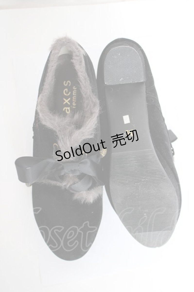 画像5: axes femme / 刺繍入り配色ファーブーティー M 黒 Y-26-09-13-016-AX-SH-SZ-ZY (5)