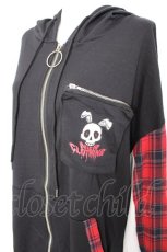 画像3: NieR Clothing / 袖切り替えデザインRED CHECK ZIP PARKER F 黒×赤 Y-26-09-13-025-PU-TO-SZ-ZY (3)