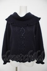 画像1: axes femme / オフタートルニットプルオーバー M 紺 Y-26-09-14-007-AX-TO-SZ-ZY (1)