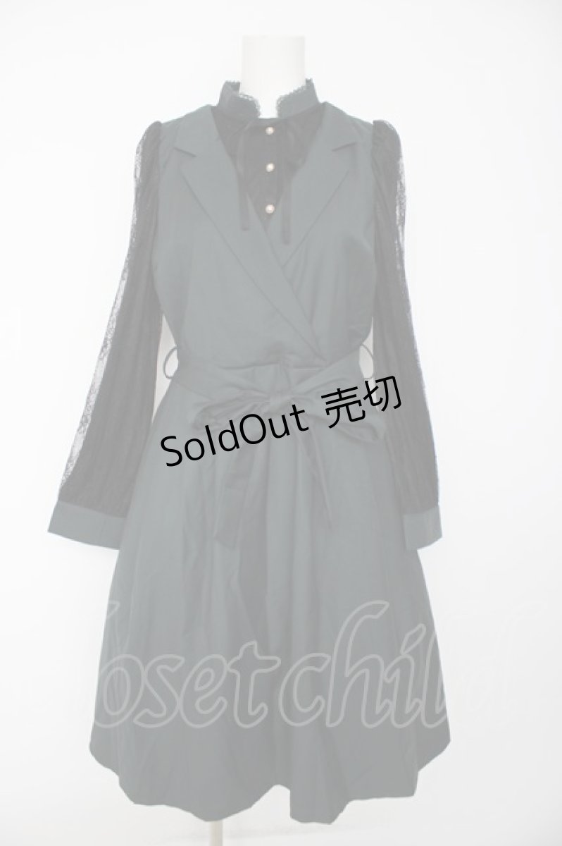 画像1: axes femme POETIQUE / ベストレイヤードシャツ風ワンピース M グリーン Y-26-09-14-080-AX-OP-SZ-ZY (1)