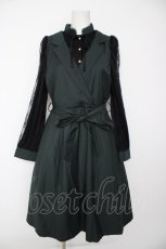 画像1: axes femme POETIQUE / ベストレイヤードシャツ風ワンピース M グリーン Y-26-09-14-080-AX-OP-SZ-ZY (1)