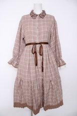 画像1: axes femme / カットワーク刺繍襟シャツワンピース M 茶 Y-26-09-14-085-AX-OP-SZ-ZY (1)