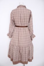 画像2: axes femme / カットワーク刺繍襟シャツワンピース M 茶 Y-26-09-14-085-AX-OP-SZ-ZY (2)