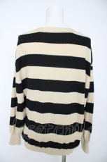 画像2: franche lippee black / くまパンダボタンボーダーカーディガン M 黒/ベージュ Y-26-09-14-106-LO-TO-SZ-ZY (2)