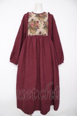 画像1: merry jenny / ゴブラン×コーデュロイワンピース  ワイン Y-26-09-14-111-LO-OP-SZ-ZY (1)