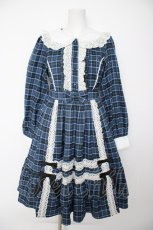 画像1: axes femme kawaii / タータンチェックチェックワンピース  ブルー Y-26-09-14-115-AX-OP-SZ-ZY (1)