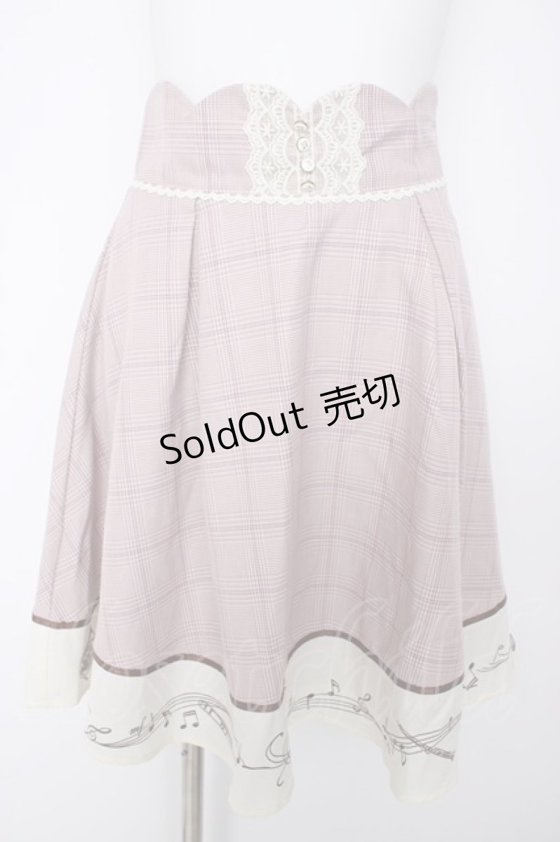 画像1: axes femme POETIQUE / 音符柄ハイウエストスカート M ピンク Y-26-09-14-124-AX-SK-SZ-ZS (1)