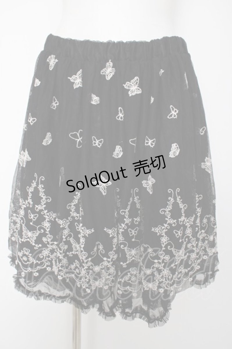 画像1: axes femme / 蝶々刺繍チュールスカート M 黒 Y-26-09-14-129-AX-SK-SZ-ZY (1)