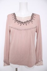 画像1: axes femme / スカラップ刺繍長袖プルオーバー M 淡ピンク Y-26-09-14-024-AX-TS-SZ-ZY (1)