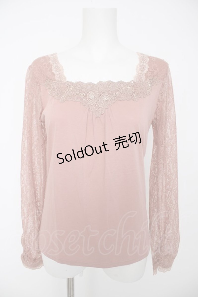 画像1: axes femme / レーススリーブカットソー M アワピンク Y-26-09-14-035-AX-TO-SZ-ZI (1)