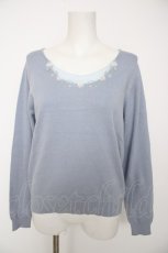 画像1: axes femme / シフォン使い刺繍ニットプルオーバー M サックス Y-26-09-14-038-AX-TO-SZ-ZY (1)