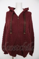 画像1: axes femme / ケーブル編ニットパーカー M ワイン Y-26-09-14-045-AX-TO-SZ-ZY (1)
