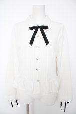 画像1: axes femme POETIQUE / レースアップデザインブラウス M 白 Y-26-09-16-044-AX-BL-SZ-ZY (1)