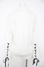 画像2: axes femme POETIQUE / レースアップデザインブラウス M 白 Y-26-09-16-044-AX-BL-SZ-ZY (2)