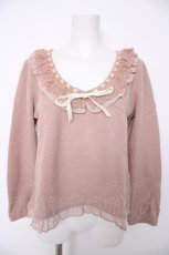 画像1: axes femme / シフォンフリルVネックニット M ピンク Y-26-09-16-054-AX-TO-SZ-ZY (1)