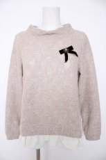 画像1: axes femme / ブローチ付きカットソー M ピンク Y-26-09-16-056-AX-TO-SZ-ZY (1)