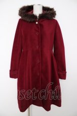画像1: axes femme / フード付刺繍ロングコート M ワイン Y-26-09-16-090-AX-CO-SZ-ZY (1)