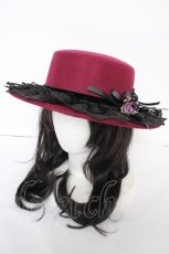 画像1: axes femme / 巻きバラレースカンカン帽  ワイン Y-26-09-16-023-AX-AC-SZ-ZY (1)