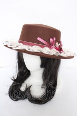 画像1: axes femme / 巻きバラレースカンカン帽  茶 Y-26-09-16-024-AX-AC-SZ-ZY (1)
