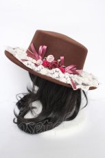 画像2: axes femme / 巻きバラレースカンカン帽  茶 Y-26-09-16-024-AX-AC-SZ-ZY (2)