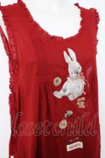 画像3: PINK HOUSE / クッキーラビッツ刺繍入りローンタブリエ F 赤 Y-26-09-17-040-LO-ZA-SZ-ZY (3)