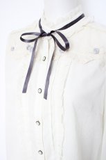 画像3: axes femme POETIQUE / 巻き薔薇デザインフリルブラウス M 生成り Y-26-09-17-021-AX-BL-SZ-ZY (3)