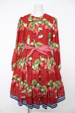 画像1: LIEF / Juicy Fruity Strawberry ラウンドカラーワンピース  赤 Y-26-09-18-048-LO-OP-SZ-ZY (1)